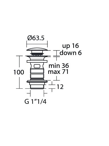 Ideal Standard Click - Clack dugno vožtuvas 1 1/4” (32 mm), matinė juoda