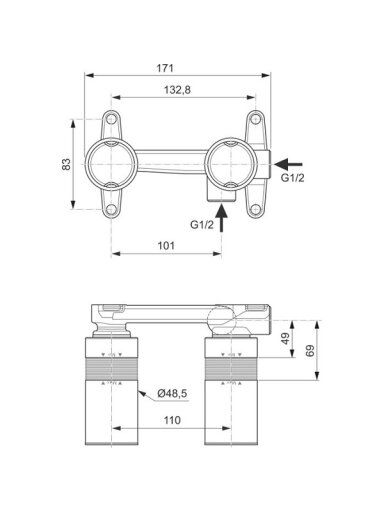 Ideal Standard potinkinė CERALINE / CERAFINE / JOY / praustuvo maišytuvo dalis