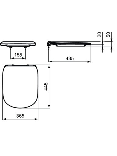 Ideal Standard unitazo sėdynė su dangčiu TESI WC, su Softclose mechanizmu, baltas