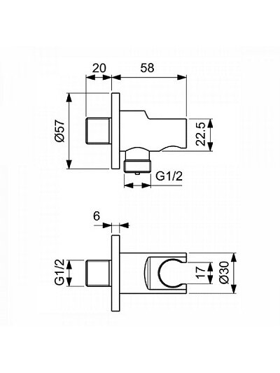 Ideal Standard dušo išvadas su laikikliu, juodos matinės spalvos 1