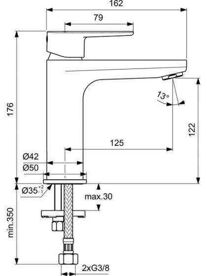Ideal Standard Cerafine O praustuvo maišytuvas, be dugno vožtuvo, matinė juoda 2 Ideal Standard Cerafine O praustuvo maišytuvas, be dugno vožtuvo, matinė juoda 2