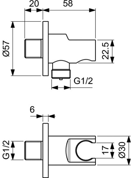 Ideal Standard dušo žarnos pajungimo alkūnė su laikikliu, šukuotas auksas 1