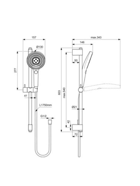 Ideal Standard Idealrain SOLOS Round 3 dušo stovas su  rankinė dušo galvute130 mm (8 l/min) 1
