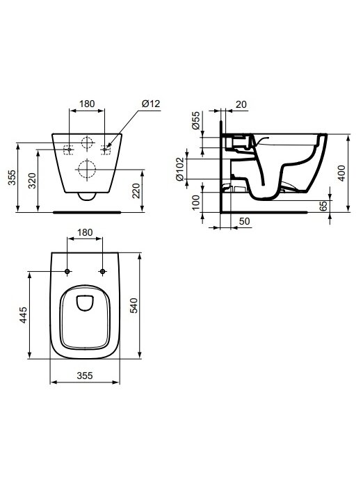 Ideal Standard i.life B pakabinamas unitazas, Rimless, balta 2