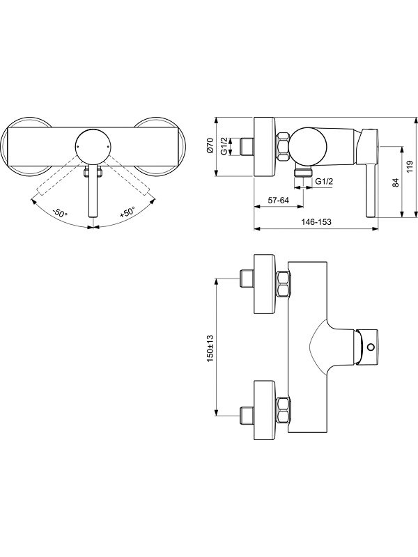 Ideal Standard Ceraline dušo maišytuvas, matinė juoda 1
