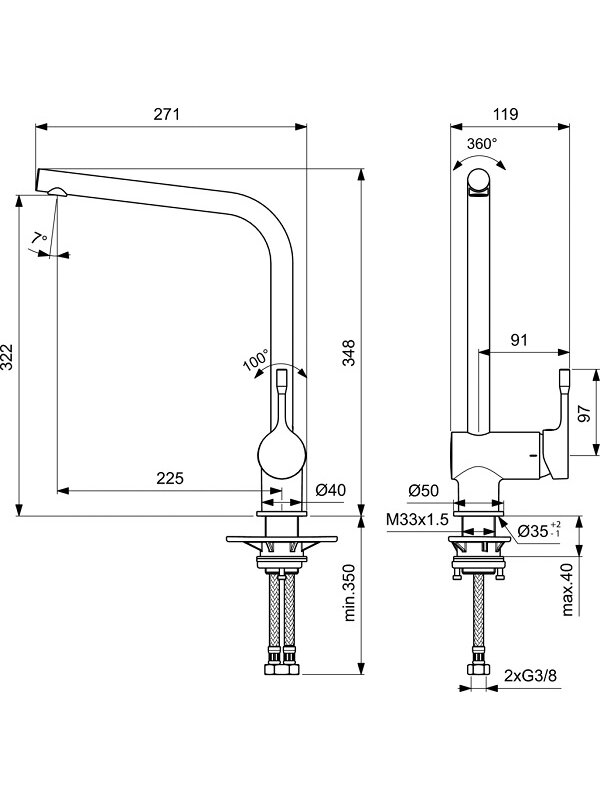 Ideal Standard CERALOOK plautuvės maišytuvas su sukiojamu snapu, CLICK technologija, juodas matinis 2 Ideal Standard CERALOOK plautuvės maišytuvas su sukiojamu snapu, CLICK technologija, juodas matinis 2