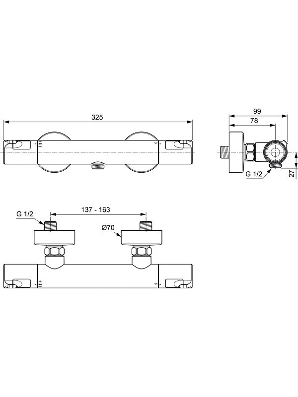 Ideal Standard Ceratherm T50 termostatinis dušo maišytuvas, chromas Ideal Standard Ceratherm T50 termostatinis dušo maišytuvas, chromas
