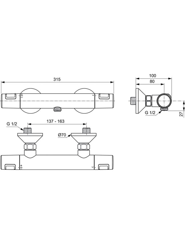 Ideal Standard Ceratherm T25 termostatinis dušo maišytuvas, matinė juoda 1 Ideal Standard Ceratherm T25 termostatinis dušo maišytuvas, matinė juoda 1