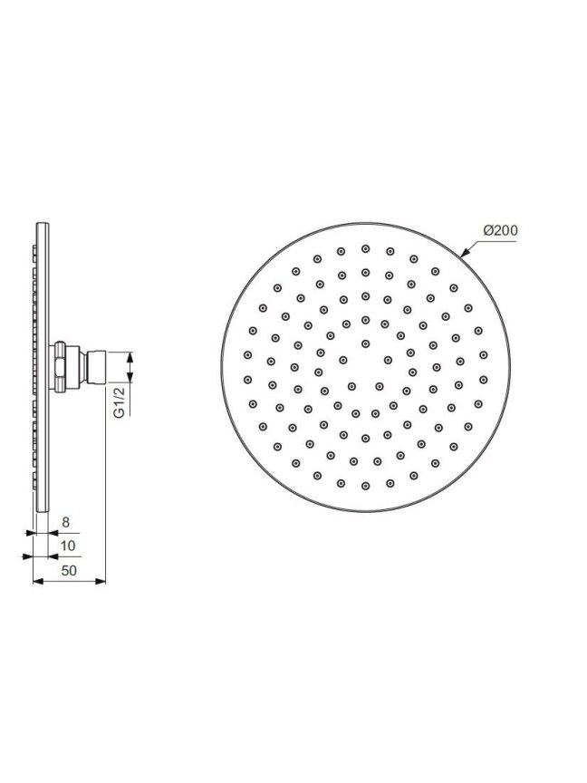 Ideal Standard Idealrain lietaus dušo galva 200 mm su silikoniais purkštukais, 12 l/min, chromas 2 Ideal Standard Idealrain lietaus dušo galva 200 mm su silikoniais purkštukais, 12 l/min, chromas 2