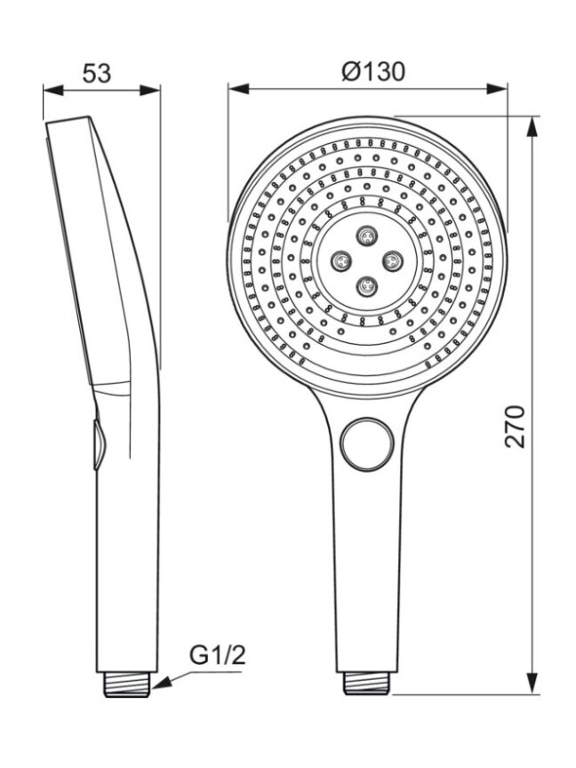 Ideal Standard Idealrain SOLOS rankinė dušo galva 130 mm, 3 funkcijos, 8 l/min, šlifuotas auksas
 1