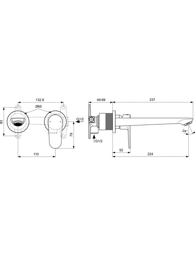 Ideal Standard potinkinis praustuvo maišytuvas Cerafine O, 224 mm snapas, chromas 1
