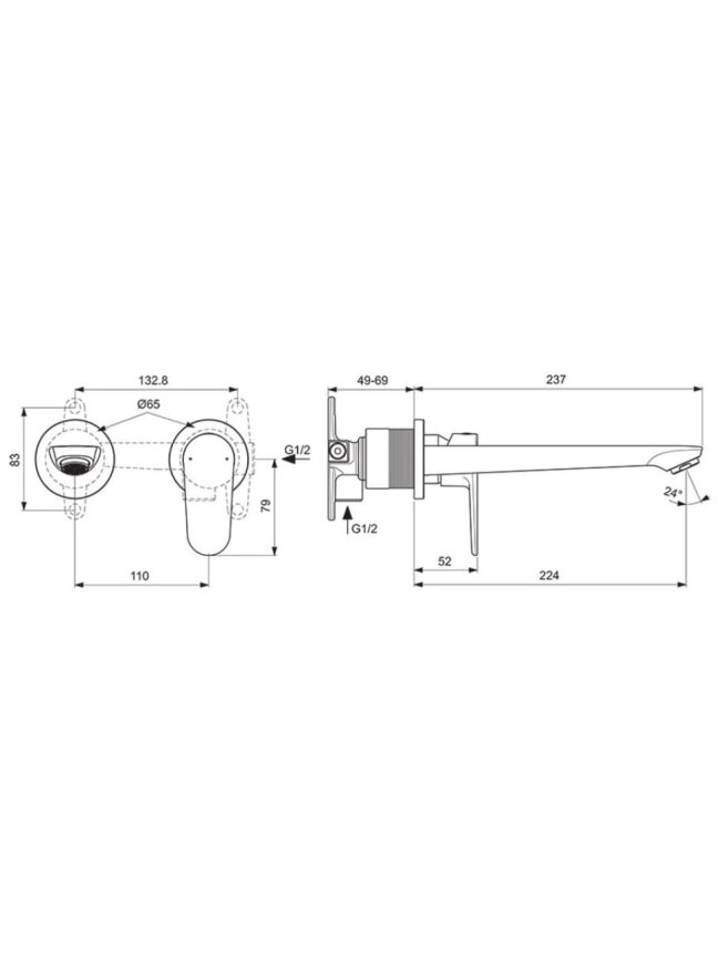 Ideal Standard potinkinis praustuvo maišytuvas Cerafine O, 224 mm snapas, juodas matinis 2