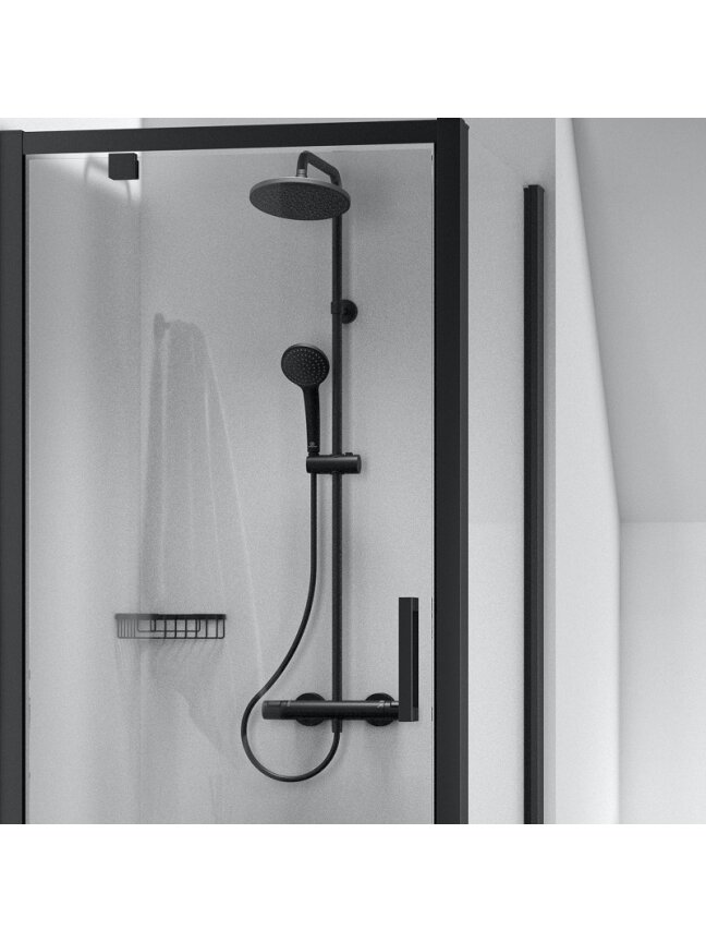 Ideal Standard termostatinė dušo sistema CTHERM 25, apvali 200 mm galva, 100mm rankinis dušas, juoda matinė 2