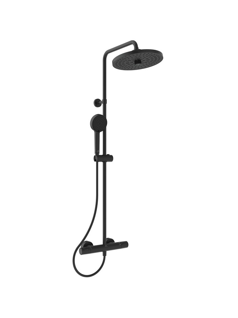 Ideal Standard Ceratherm T25+ dušo sistema su termostatiniu maišytuvu, dušo galva Ø260 mm, rankinis dušas Ø100 mm, juoda Ideal Standard Ceratherm T25+ dušo sistema su termostatiniu maišytuvu, dušo galva Ø260 mm, rankinis dušas Ø100 mm, juoda