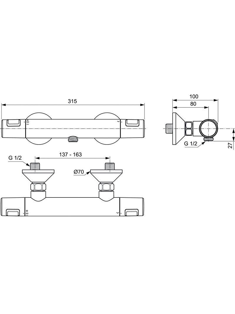 Ideal Standard Ceratherm T25 termostatinis dušo maišytuvas, matinė juoda 1