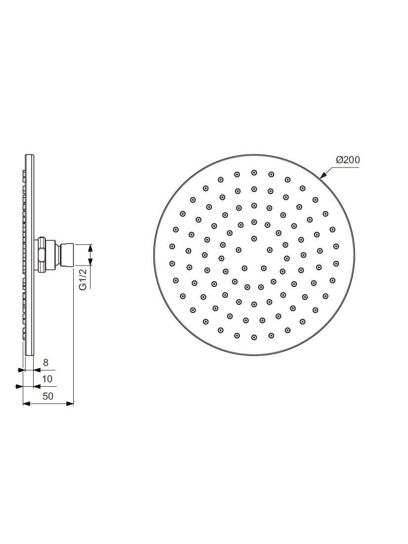 Ideal Standard Idealrain lietaus dušo galva 200 mm su silikoniais purkštukais, 12 l/min, chromas 2 Ideal Standard Idealrain lietaus dušo galva 200 mm su silikoniais purkštukais, 12 l/min, chromas 2