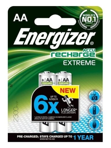 Įkraunami elementai ENERGIZER AA, 2300 mAh, 2 vnt.