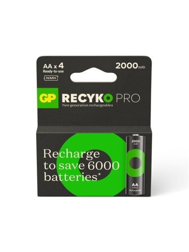 Įkraunami elementai GP RECYKO AA, 2000mAh, 4 vnt.