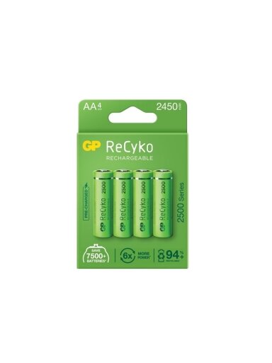 Įkraunami elementai GP RECYKO AA, 2450mAh, 4 vnt.