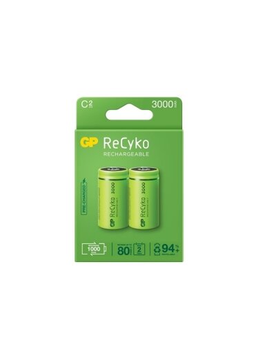 Įkraunami elementai GP RECYKO C, 3000 mAh, 2 vnt.
