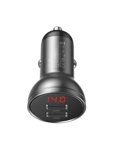 Įkroviklis Auto 4.8A 2xUSB LED 24W