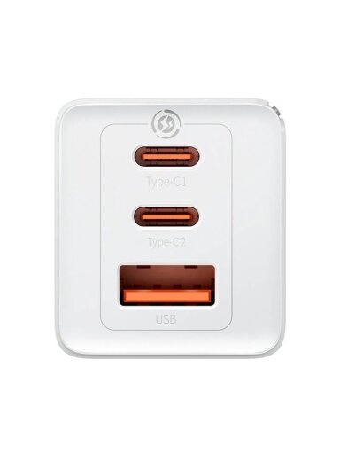 Įkroviklis Baseus GaN5 Pro, 2 x USB Type C /USB-A, balta