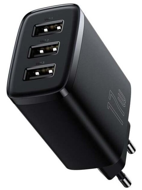 Įkroviklis Baseus CCXJ020101, 3 x USB, juoda 1