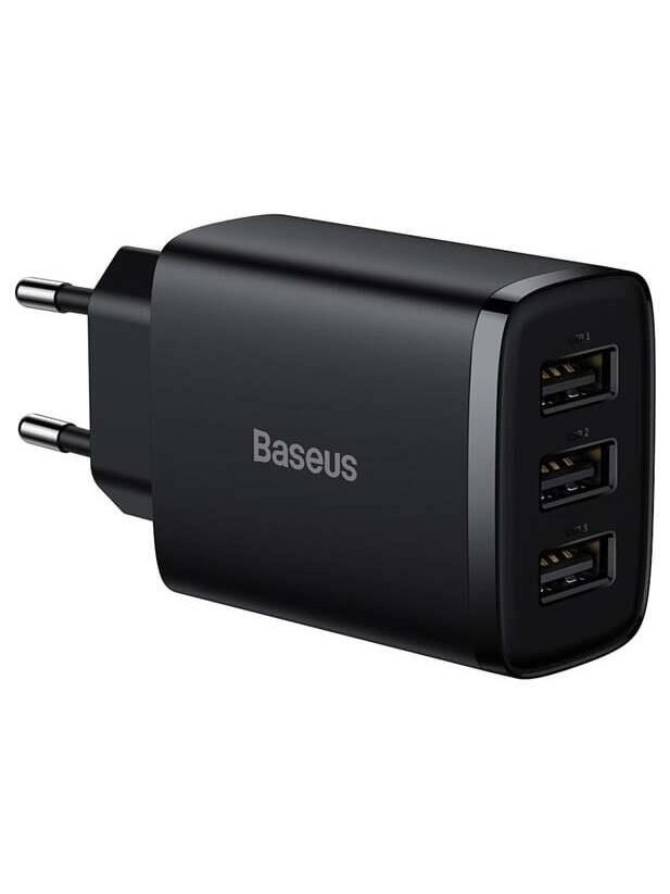 Įkroviklis Baseus CCXJ020101, 3 x USB, juoda