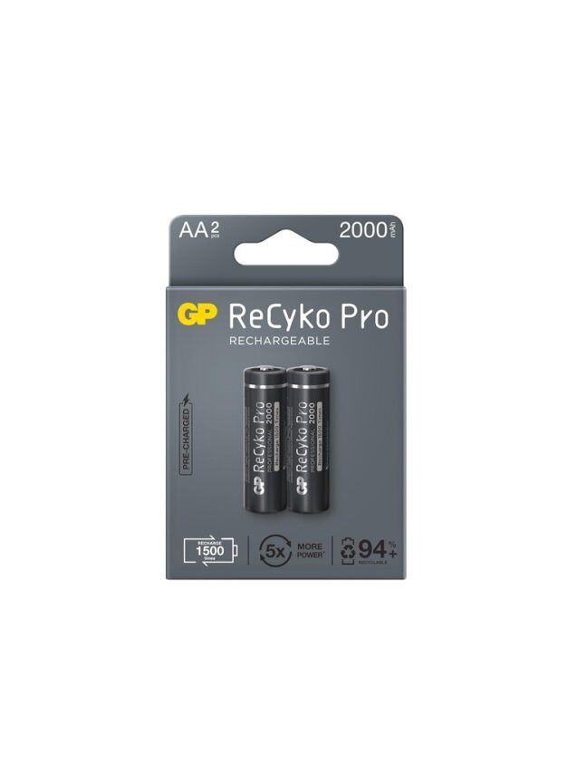 Įkraunami elementai GP RECYKO PRO AA, 2000mAh, 2 vnt. Įkraunami elementai GP RECYKO PRO AA, 2000mAh, 2 vnt.