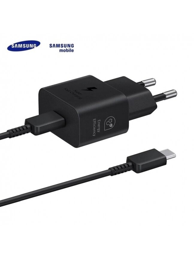 Įkroviklis Samsung 1 x USB Type C, juoda, 25 W Įkroviklis Samsung 1 x USB Type C, juoda, 25 W