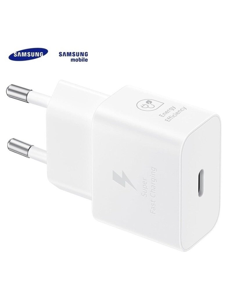 Įkroviklis Samsung 1 x USB Type C, balta, 25 W Įkroviklis Samsung 1 x USB Type C, balta, 25 W