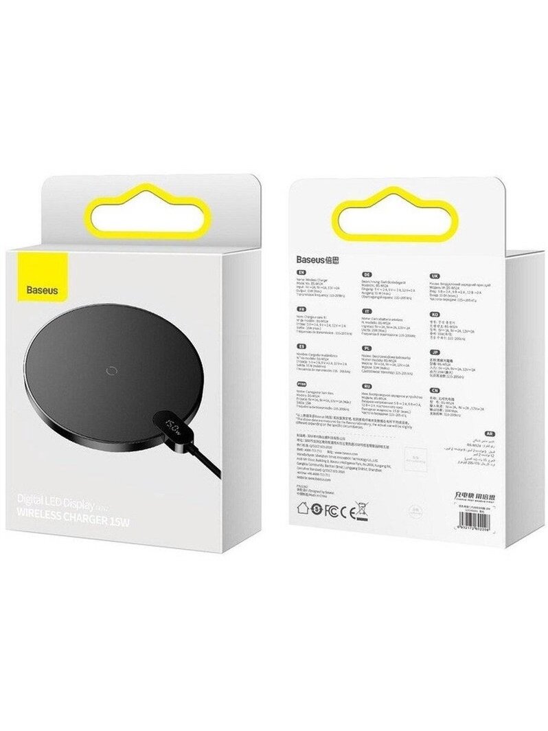 Įkroviklis Baseus Digital LED Wireless, juoda 1 Įkroviklis Baseus Digital LED Wireless, juoda 1