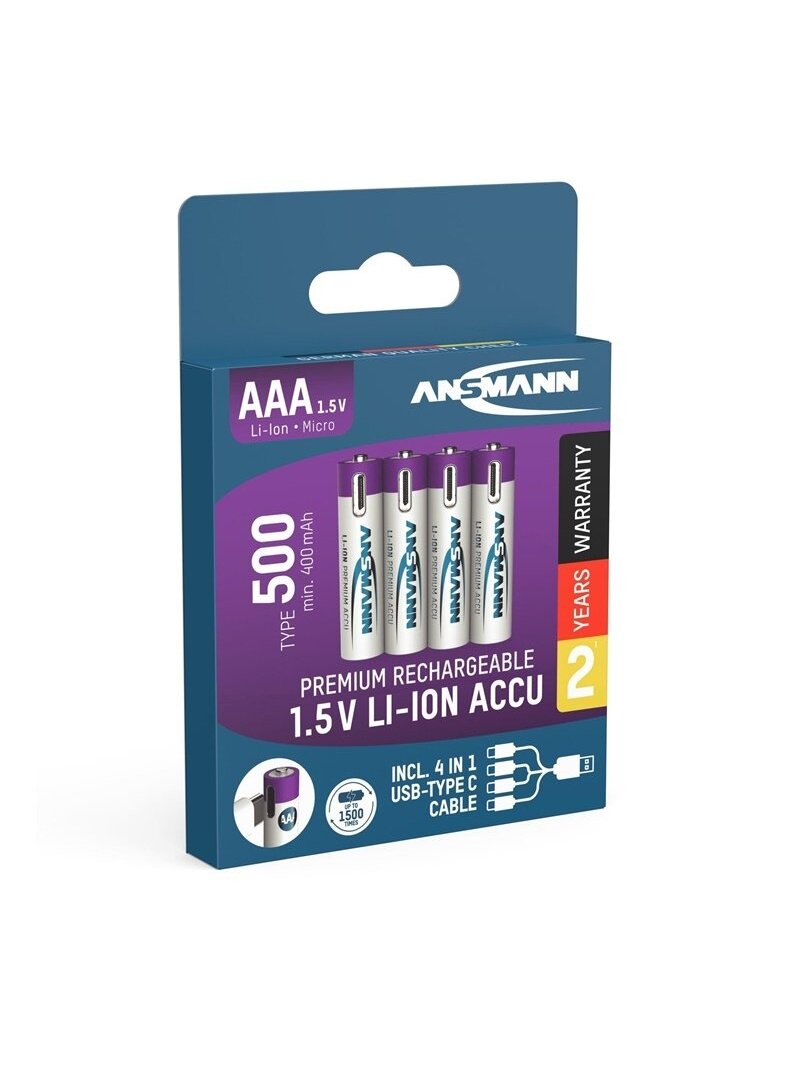 Įkraunami elementai ANSMANN AAA, 400 mAh, 1,5V, 4 vnt. Įkraunami elementai ANSMANN AAA, 400 mAh, 1,5V, 4 vnt.