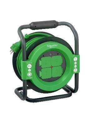 Ilgintuvas su rite SCHNEIDER, 4 vietų, 25 m, IP44 Ilgintuvas su rite SCHNEIDER, 4 vietų, 25 m, IP44