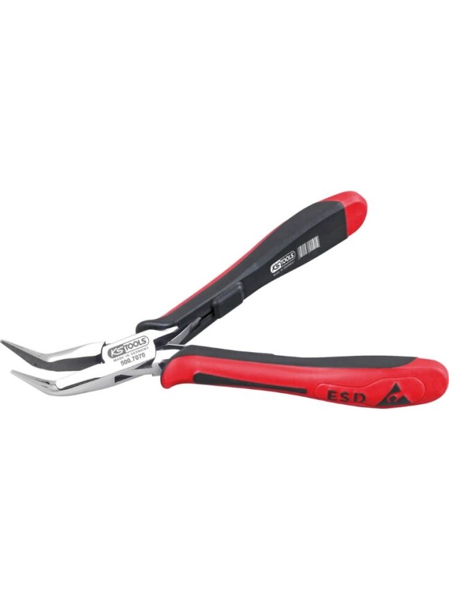 Ilganosės replės ESD, lenktos 130mm, KS Tools 1
