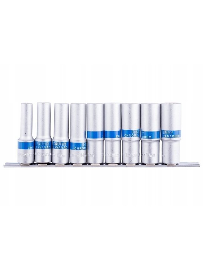 ⬡ Ilgų galvučių rinkinys 1/2" 9 vnt. 12-briaunės (KR317629, KINGROY) ⬡ Ilgų galvučių rinkinys 1/2" 9 vnt. 12-briaunės (KR317629, KINGROY)
