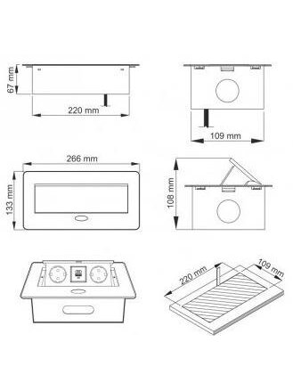 Įmontuojamas ilgintuvas Design Light, 2 vietos, USB A+C, 3 m 1 Įmontuojamas ilgintuvas Design Light, 2 vietos, USB A+C, 3 m 1