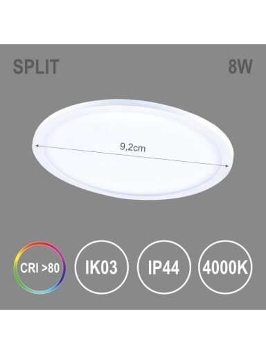 Įmontuojamas šviestuvas Tope Split R NW, 8W, LED, 4000K Įmontuojamas šviestuvas Tope Split R NW, 8W, LED, 4000K