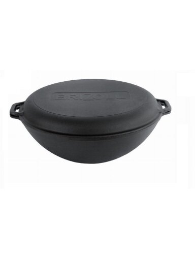 Impregnuotas ketaus WOK kazanas su dangčiu- keptuve, 8 l