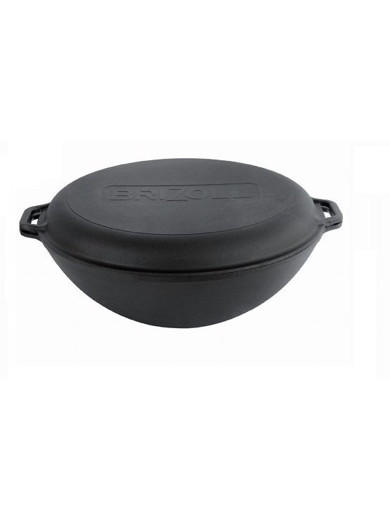 Impregnuotas ketaus WOK kazanas su dangčiu- keptuve, 8 l