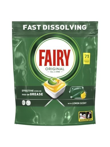 Indaplovių kapsulės Fairy All in One Lemon, 71 vnt.