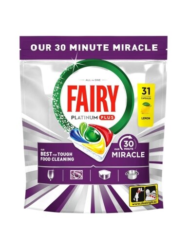 Indaplovių kapsulės Fairy PLAT+ Lemon MM, 31 vnt.