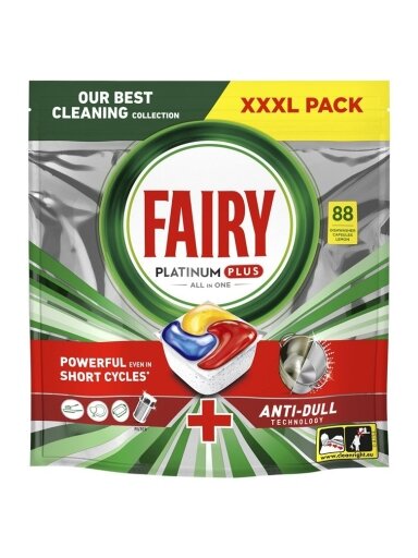 Indaplovių tabletės Fairy Platinum Plus All in One, 88 vnt.