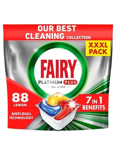 Indaplovių tabletės Fairy Platinum Plus All in One, 88 vnt.