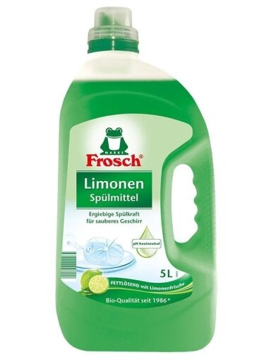 Indų plovimo priemonė FROSCH, citrinos kvapo,  5000 ml