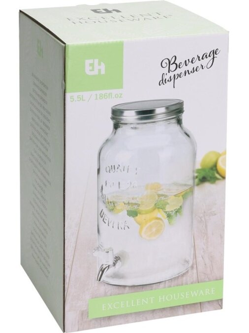 Indas su kraneliu, stiklas, 5.5 l 2