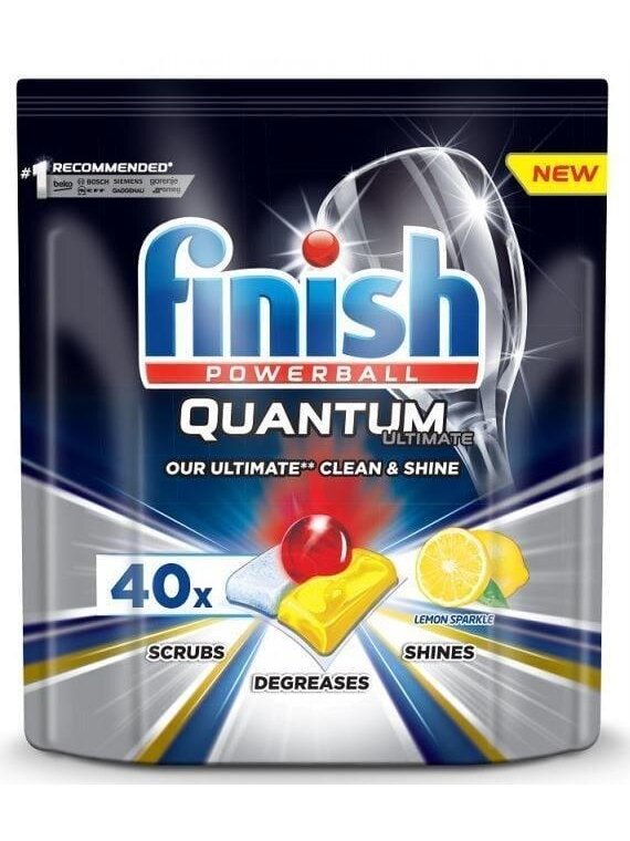 Indaplovių kapsulės Finish Quantum Ultimate Lemon, 40 vnt. Indaplovių kapsulės Finish Quantum Ultimate Lemon, 40 vnt.