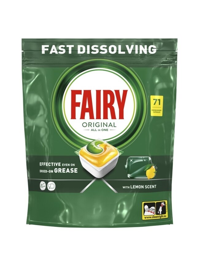 Indaplovių kapsulės Fairy All in One Lemon, 71 vnt. 1 Indaplovių kapsulės Fairy All in One Lemon, 71 vnt. 1