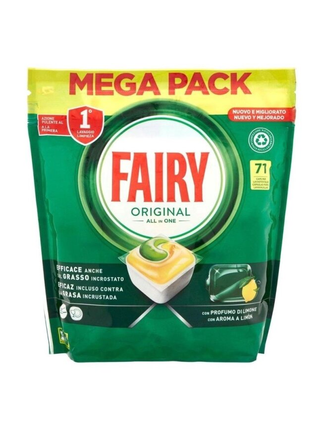 Indaplovių kapsulės Fairy Lemon, 71 vnt. Indaplovių kapsulės Fairy Lemon, 71 vnt.