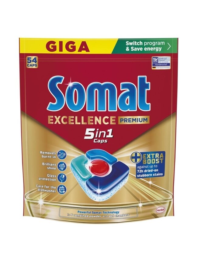Indaplovių kapsulės Somat PREMIUM, 54 vnt. Indaplovių kapsulės Somat PREMIUM, 54 vnt.